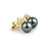 Blue-Green Tahitian Pearl & Diamond Toru Earrings on 14K Yellow Gold