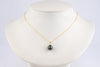 Indigo Green Peacock Tahitian Pearl & Diamond Toru Necklace on 14K Yellow Gold