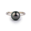 Plum Green 8.8mm Tahitian Pearl Ring on Sterling Silver