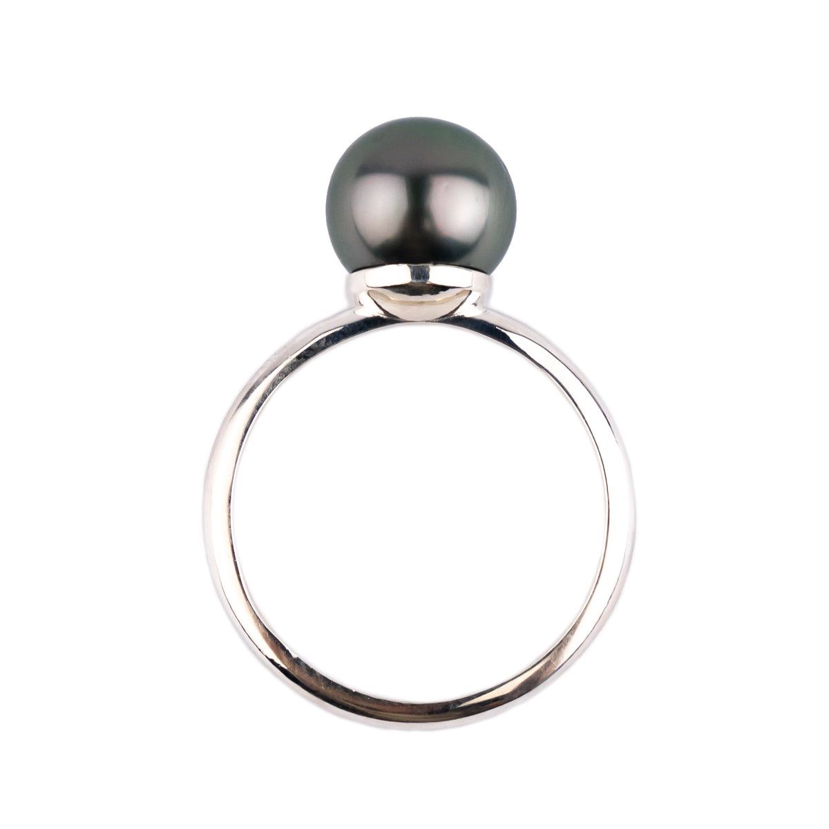 Plum Green 8.8mm Tahitian Pearl Ring on Sterling Silver