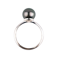 Plum Green 8.8mm Tahitian Pearl Ring on Sterling Silver