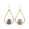 Aubergine Peacock Tahitian Pearl Teardrop Dangle Earrings