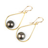 Aubergine Peacock Tahitian Pearl Teardrop Dangle Earrings