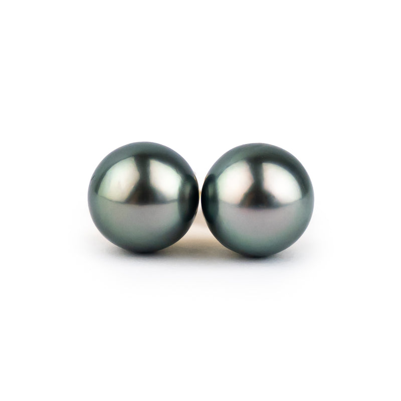 Aqua Pink 9-9.6mm Tahitian Pearl Stud Earrings