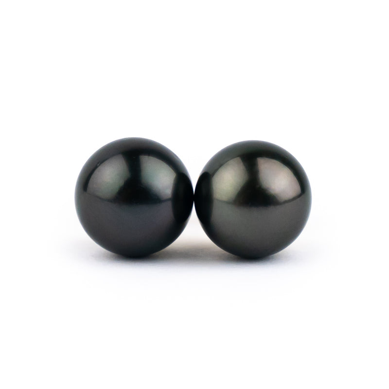 Eclipse Black 9.5-9.8mm Tahitian Pearl Stud Earrings