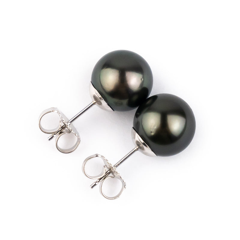 Eclipse Black 9.5-9.8mm Tahitian Pearl Stud Earrings