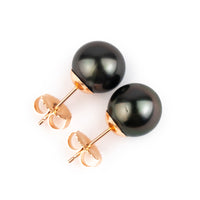 Eclipse Black 9.5-9.8mm Tahitian Pearl Stud Earrings