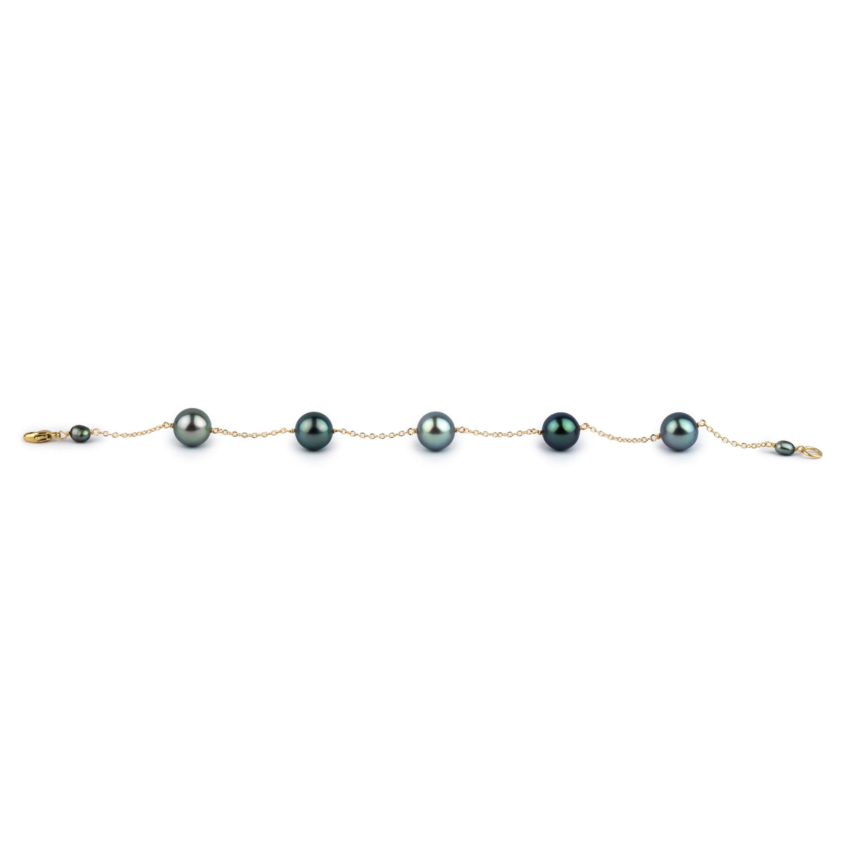 Blue Heaven Tahitian Pearl Tin Cup Bracelet on 14K Yellow Gold