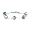 Iridescent Pastel Tahitian Pearl Tin Cup Bracelet on 14k White Gold