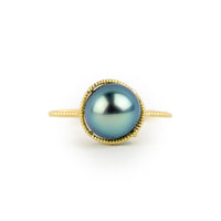 Cyan Tahitian Pearl Mermaid Ring