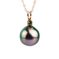 Tahitian Pearl & Peridot Pink Peacock Étoile Necklace on 10K Rose Gold