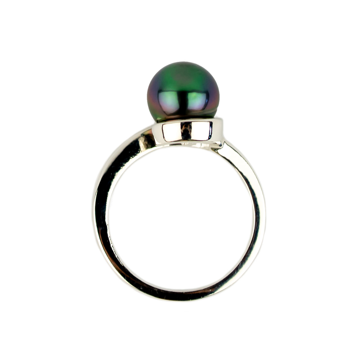 Northern Lights 8.2mm Tahitian Pearl Swirl Ring on Sterling Silver