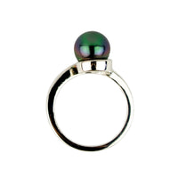Northern Lights 8.2mm Tahitian Pearl Swirl Ring on Sterling Silver