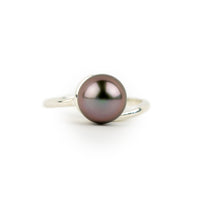 Dark Pink 8.7mm Tahitian Pearl Swirl Ring on Sterling Silver