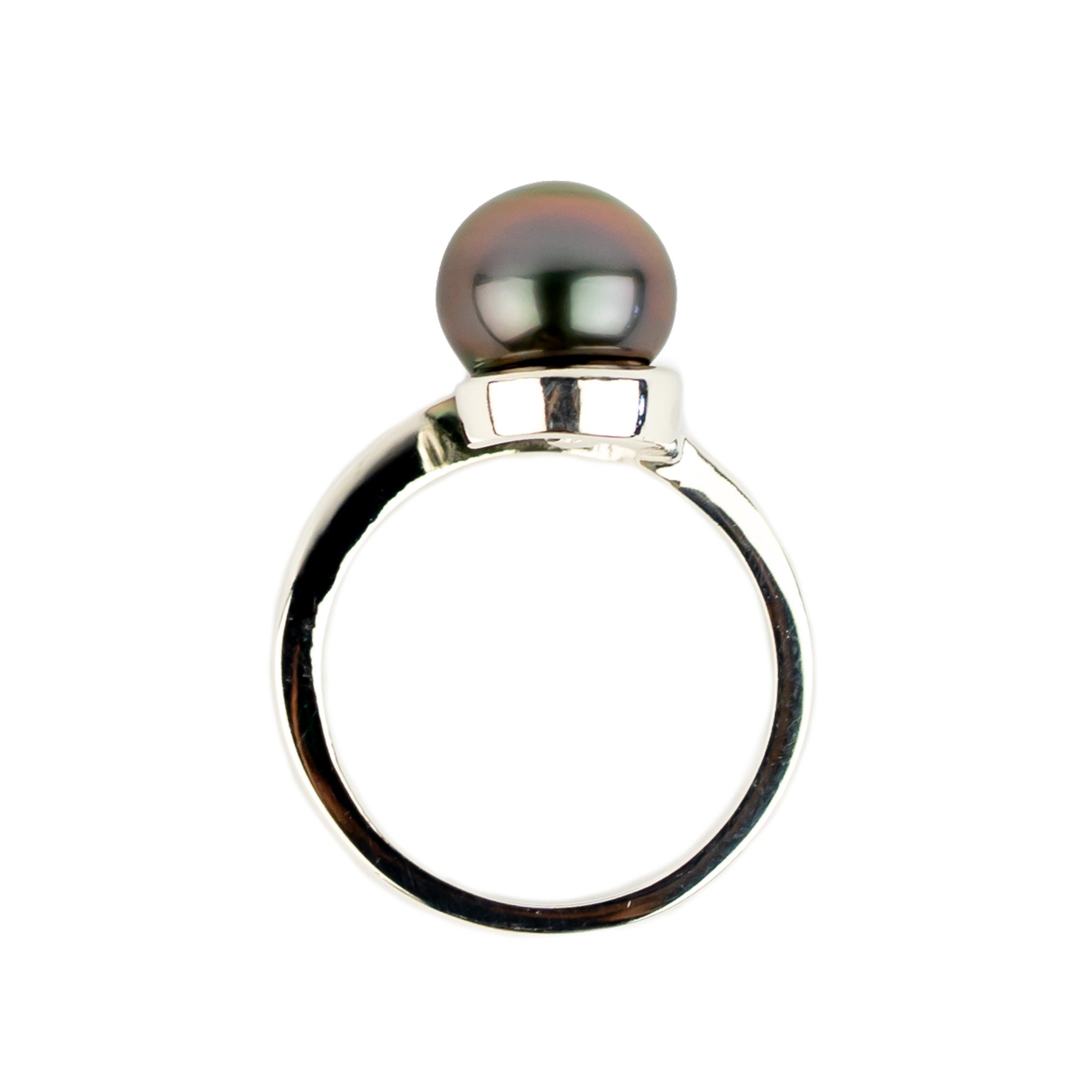Dark Pink 8.7mm Tahitian Pearl Swirl Ring on Sterling Silver