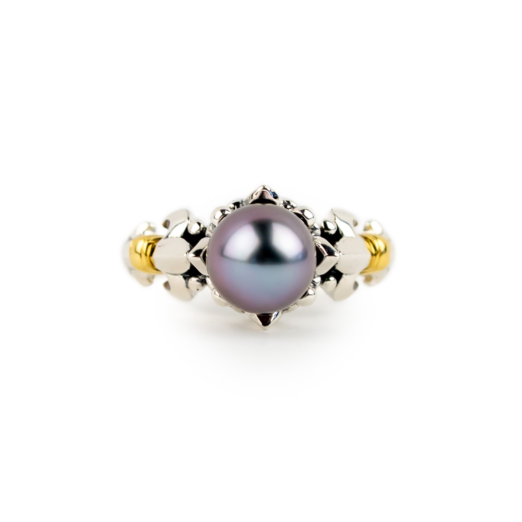 Periwinkle Pink Acropora Tahitian Pearl Ring