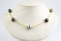 Wild Flower Statement Tahitian Pearl Necklace on 14k Yellow Gold