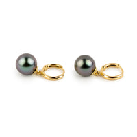 Violet Flash Tahitian Pearl Huggie Hoop Earrings