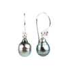 Blue Pink Circled-Drop Tahitian Pearl Hook Earrings on Sterling Silver