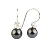Dark Pink Green Tahitian Pearl Hibiscus Hook Earrings