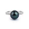 Tahitian Pearl & Diamond Fleur-de-lis Ring