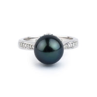 Tahitian Pearl & Diamond Fleur-de-lis Ring