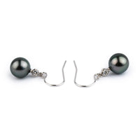 Tahitian Pearl & Diamond Aurora French Hook Earrings on 14K White Gold