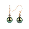 Tahitian Pearl & Diamond Aurora French Hook Earrings on 14K Rose Gold