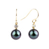 Tahitian Pearl & Diamond Aurora French Hook Earrings on 14K Yellow Gold