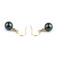 Tahitian Pearl & Diamond Aurora French Hook Earrings on 14K Yellow Gold