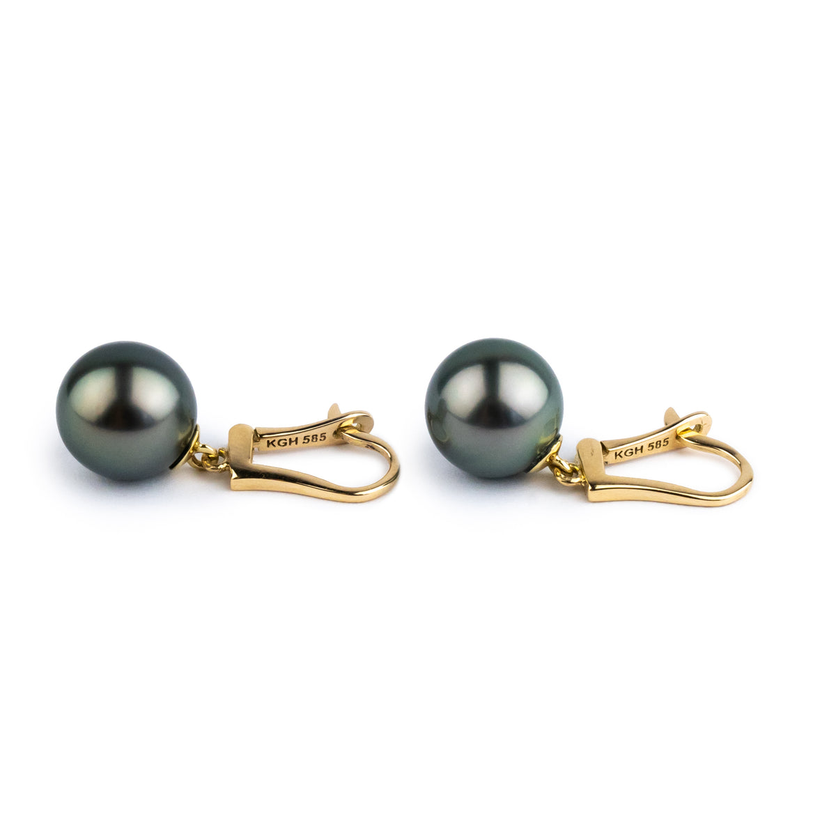 Stormy Blue Green 10.2mm Tahitian Pearl Lever Back Earrings