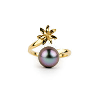 Flashy Pink Tiaré 14K Gold Tahitian Pearl Ring
