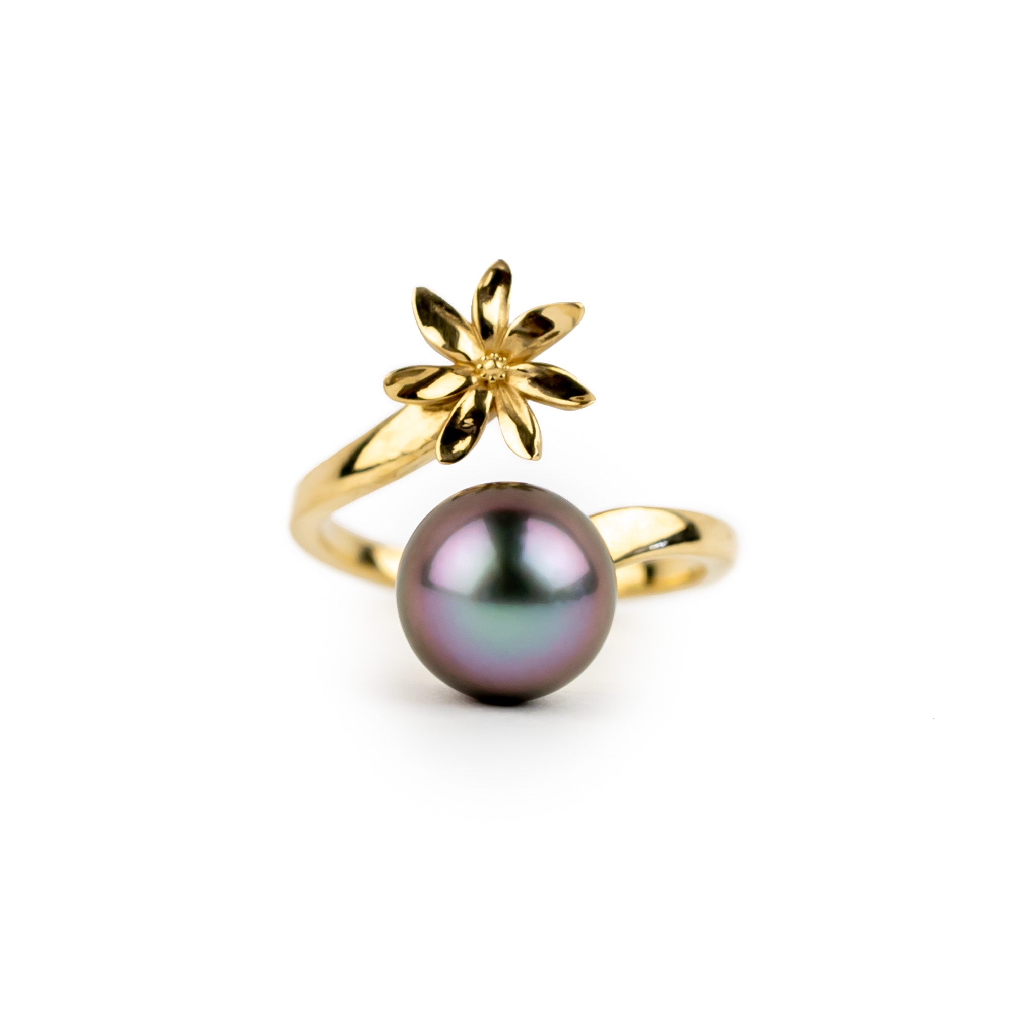 Flashy Pink Tiaré 14K Gold Tahitian Pearl Ring