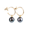 Lavender Blue Tahitian Pearl Hoop Earrings on 14K Yellow Gold