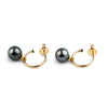 Lavender Blue Tahitian Pearl Hoop Earrings on 14K Yellow Gold
