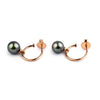 Iridescent Blue Green Tahitian Pearl Hoop Earrings on 14K Rose Gold