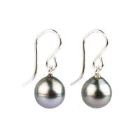 Pink Green Tahitian Pearl Dangles on Sterling Silver