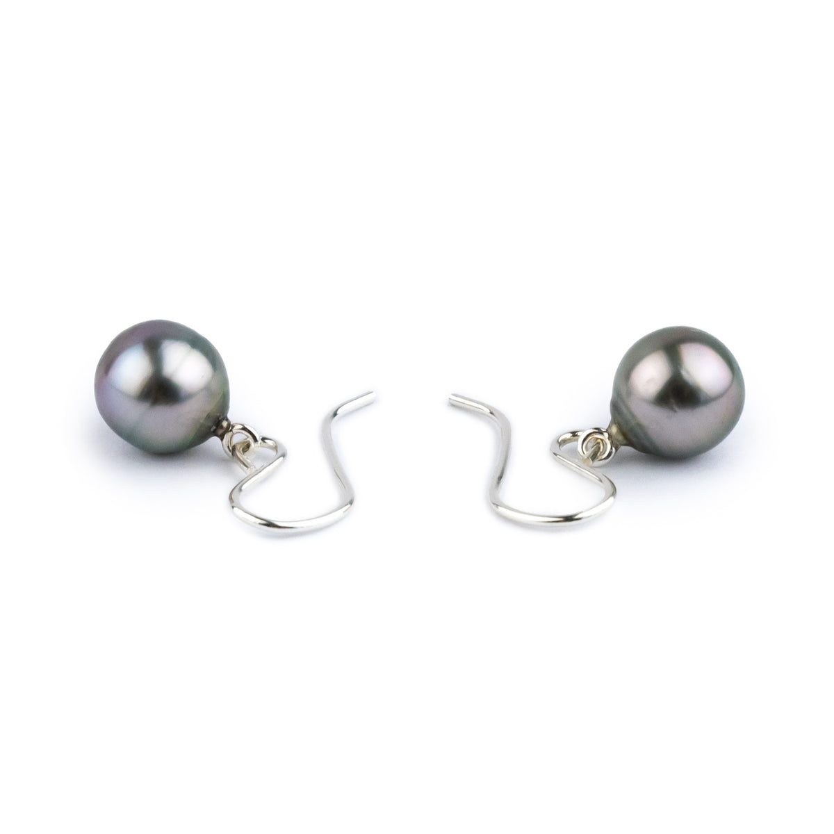 Pink Green Tahitian Pearl Dangles on Sterling Silver