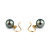 Blue Green Tahitian Pearl Dangles on Gold-Filled