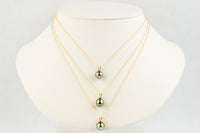 Tahitian Pearl & Diamond Leaf Green Étoile Necklace on 10K Yellow Gold