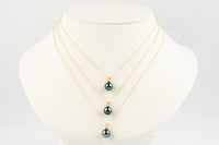 Tahitian Pearl & Diamond Indigo Green Étoile Necklace on 10K Yellow Gold