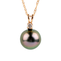 Tahitian Pearl & Diamond Fuchsia Green Étoile Necklace on 10K Rose Gold