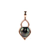 Deep Peacock Green Keshi Pearl Lotus Pendant on 10K Rose Gold