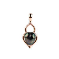 Deep Peacock Green Keshi Pearl Lotus Pendant on 10K Rose Gold