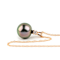 Tahitian Pearl & Diamond Fuchsia Green Étoile Necklace on 10K Rose Gold