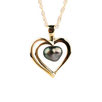 Gold Heart Tahitian Pearl Keshi Necklace