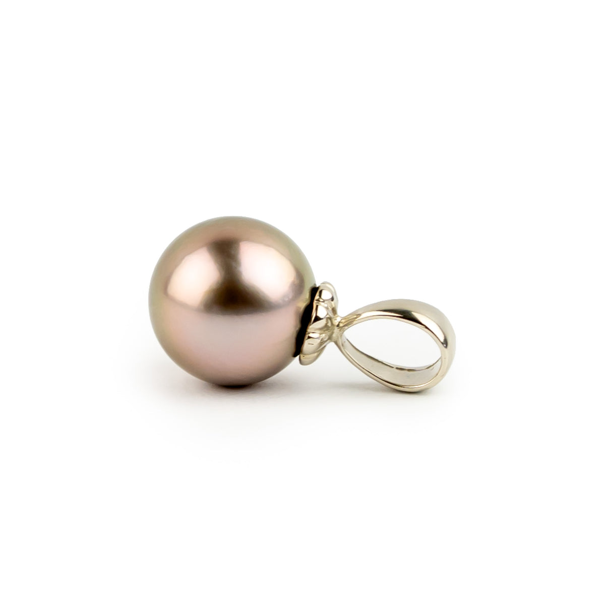 Precious Pink 10mm Tahitian Pearl Pendant on 14K White Gold