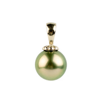 Citrus Green 10.1mm Tahitian Pearl Pendant on 14K White Gold