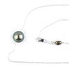 Silvery Blue Green 10mm Tahitian Pearl Solitaire Necklace on Sterling Silver