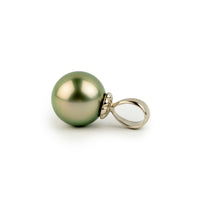 Citrus Green 10.1mm Tahitian Pearl Pendant on 14K White Gold